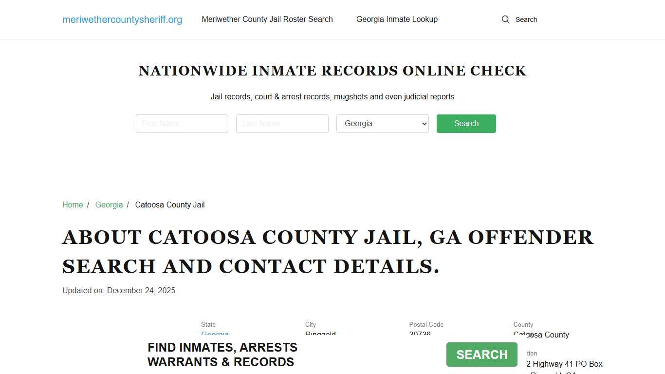 Catoosa County Jail, GA Offender Search, Contacts.
